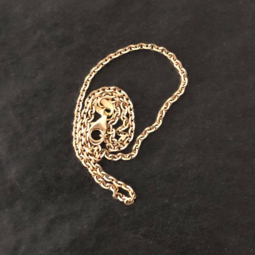14k SOLID GOLD diamond cut oval chain anklet - Picture 2 of 3